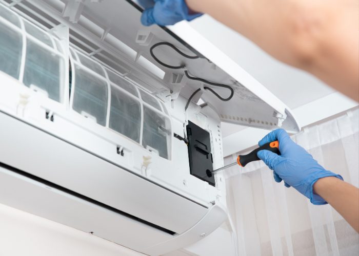 Aircon being serviced at a Benoni business premises